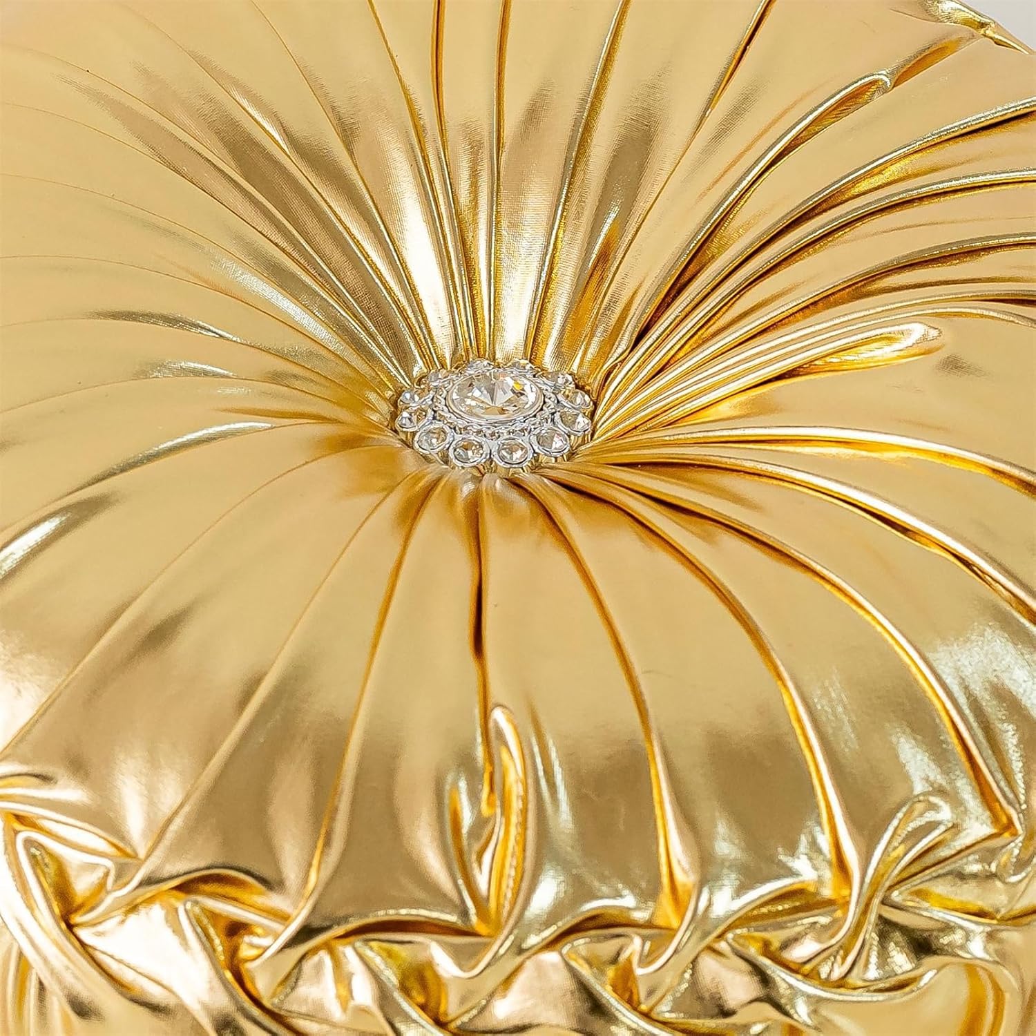 Handmade Gold Round Throw Pillows with Metallic Decor