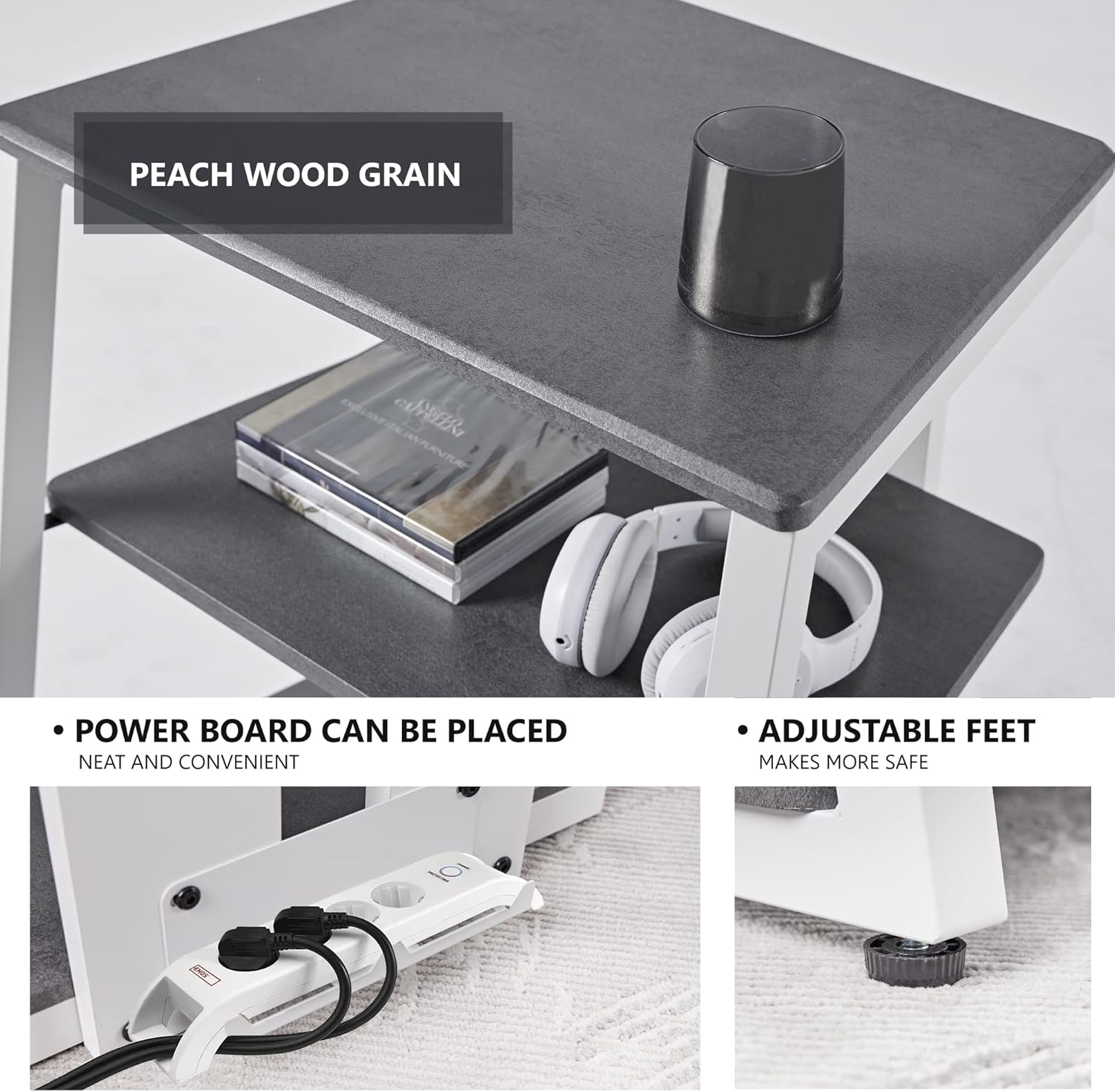 Modern 4-Tier Adjustable Media Stand for Xbox One PS4 Grey