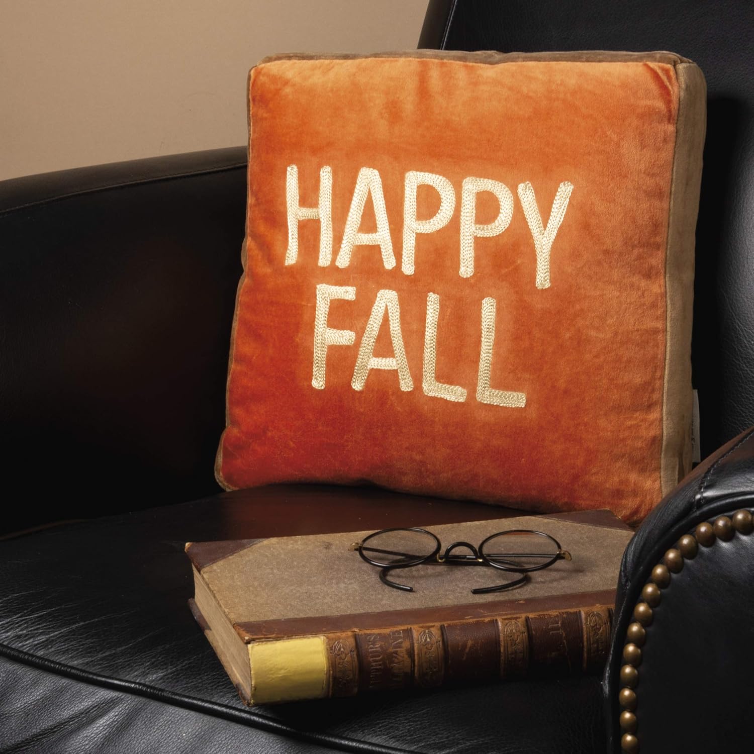 Primitives by Kathy Happy Fall Velvet Throw Pillow 12x12