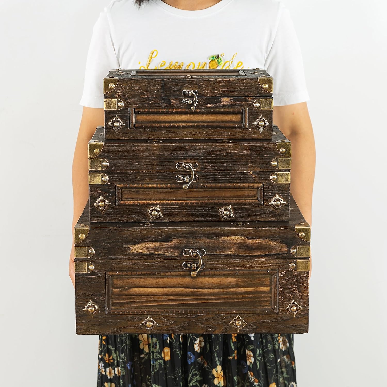 Soul Lane Branson Wooden Storage Trunks Set of 3