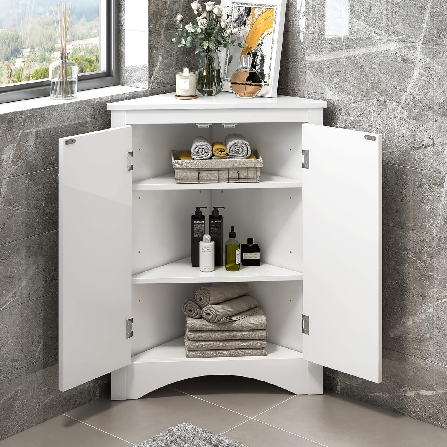 Gdfstudio 31 5 Inch H Triangle Corner Cabinet White