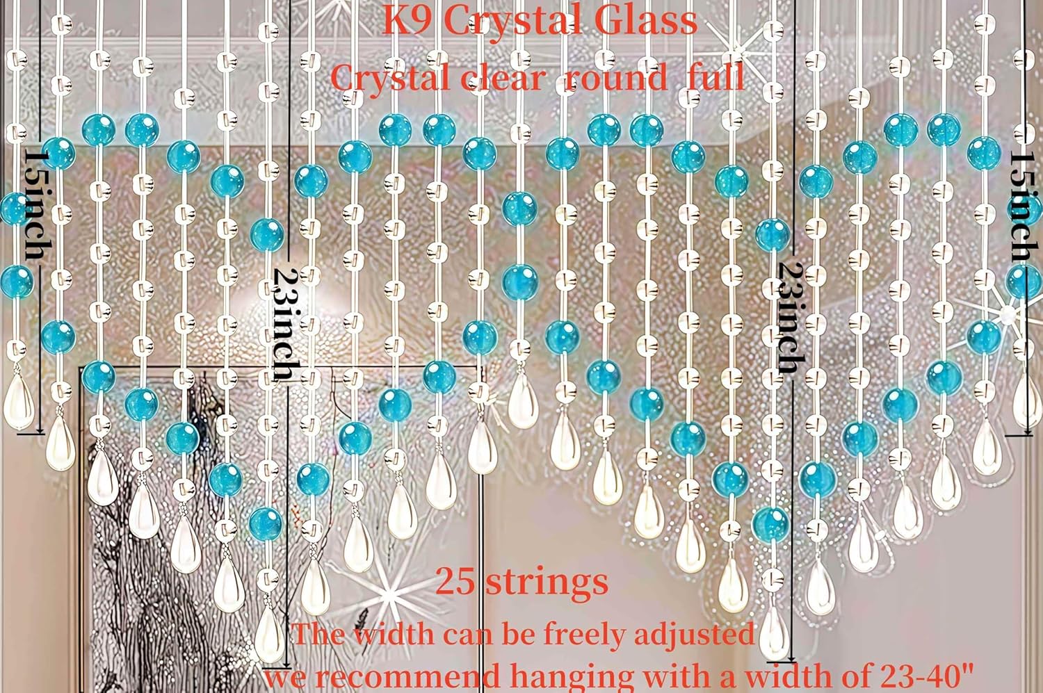 Hanging Crystal Glass Bead Curtain Purple 25 Strings