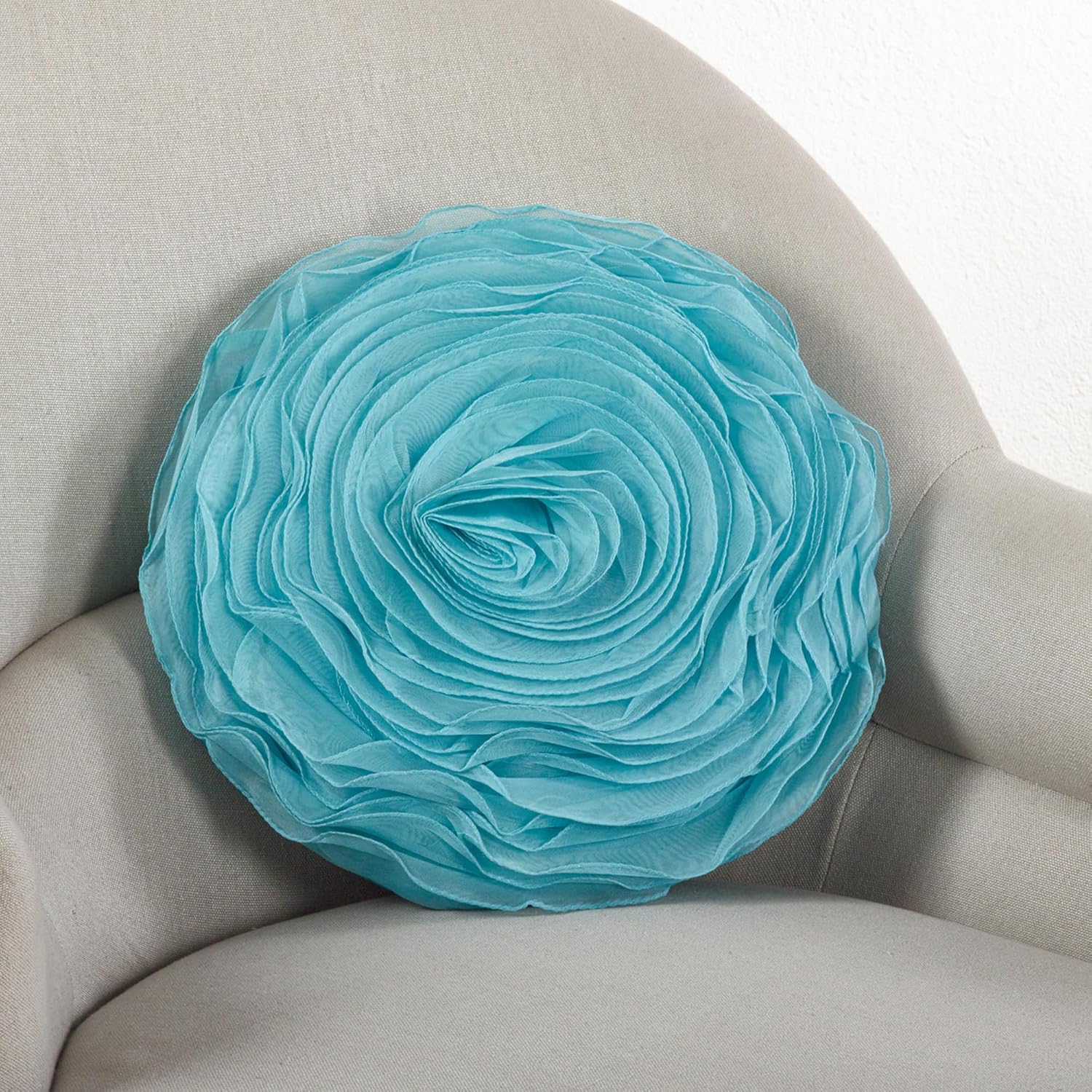 SARO LIFESTYLE Rose Design Throw Pillow 13x13 Turquoise