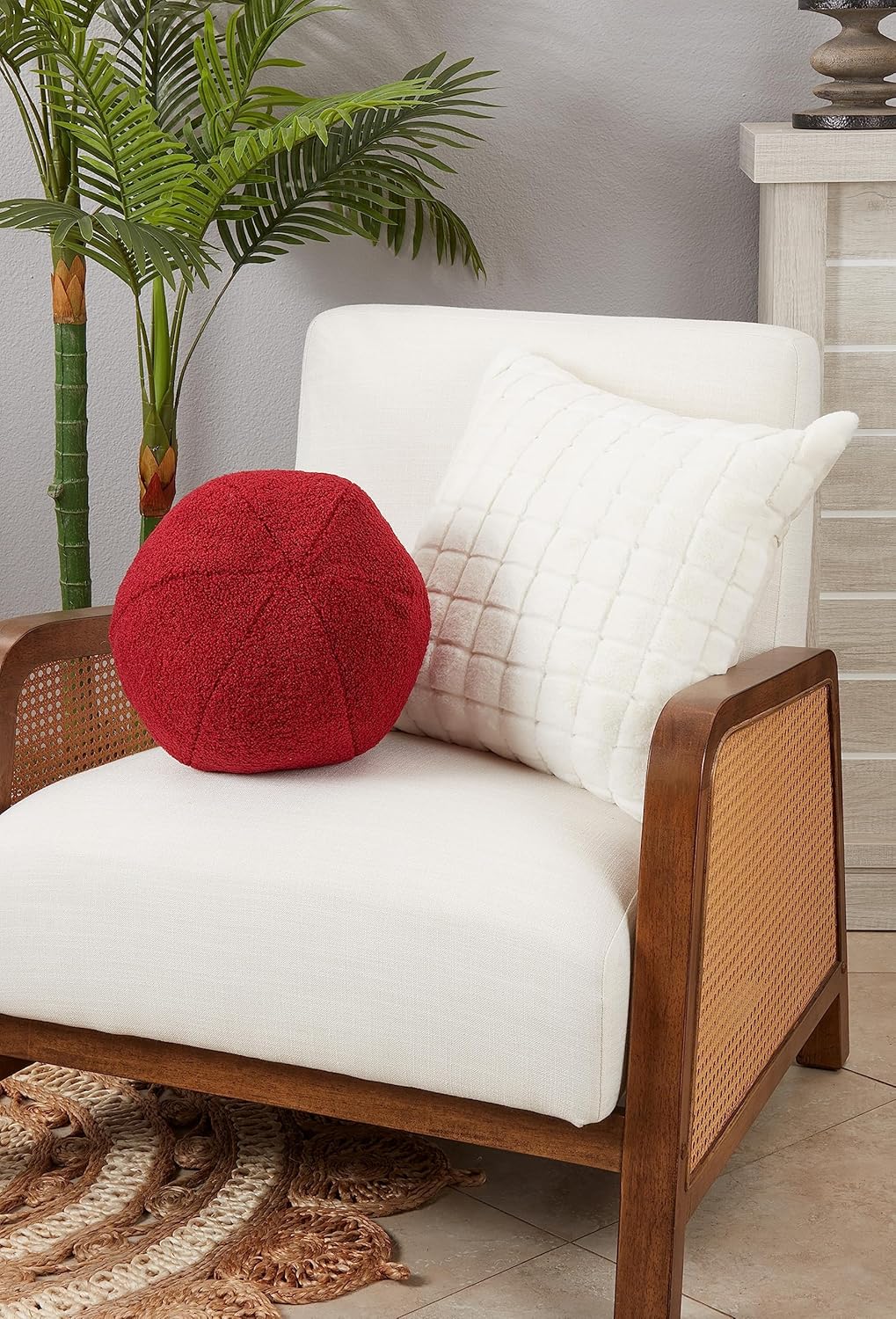 Saro Lifestyle Plush Faux Fur Throw Pillow Red 10 Inch