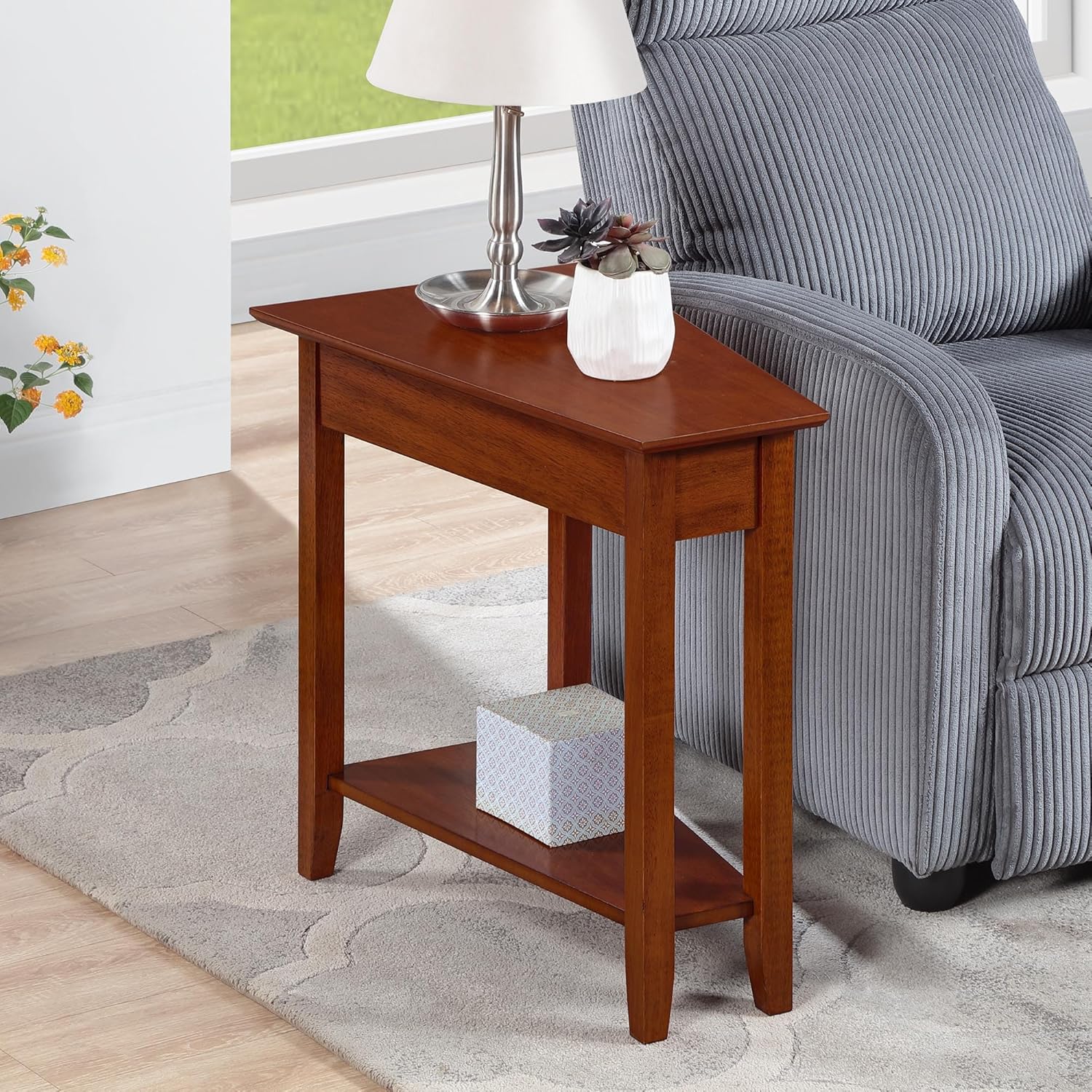 Convenience Concepts American Heritage Wedge End Table 24 Classic Storage Shelf