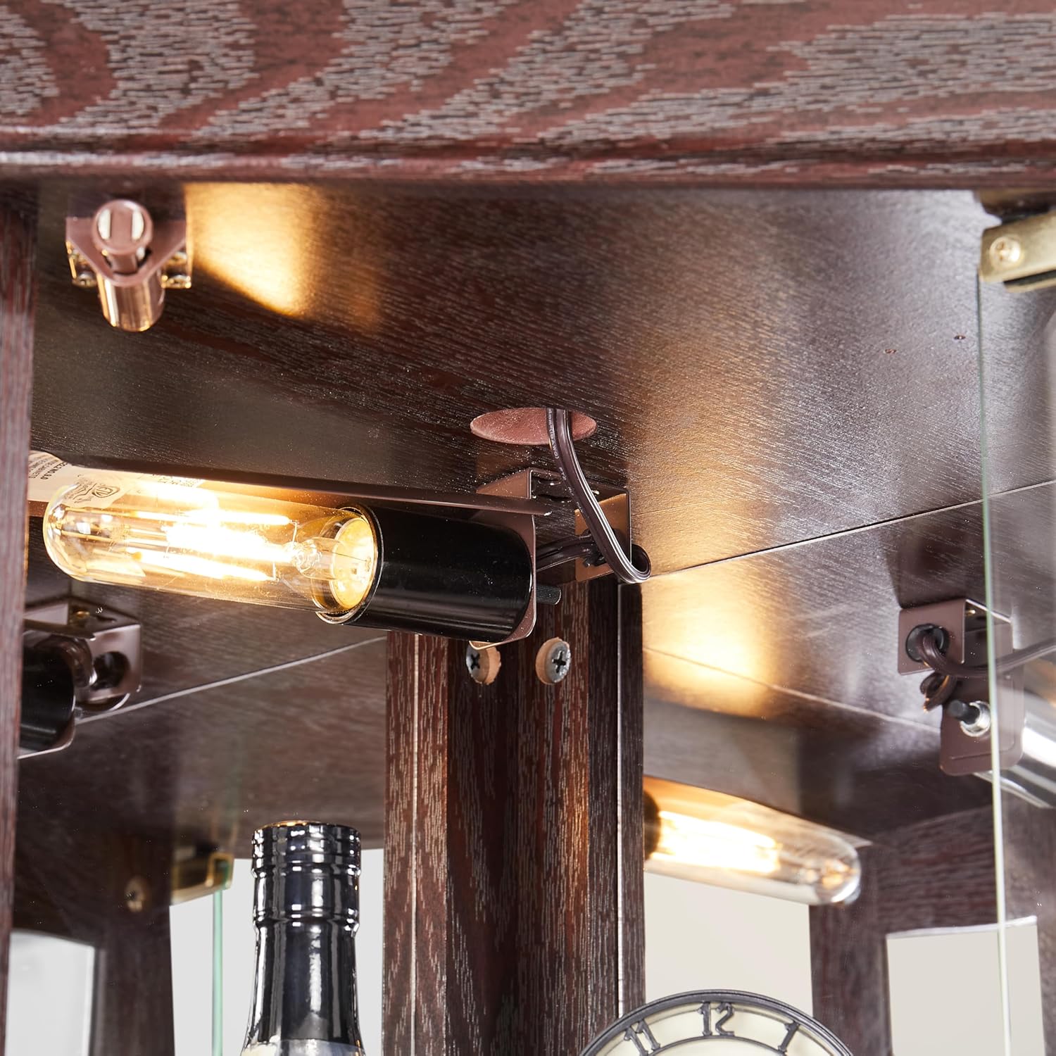 Ball Cast Lighted Corner Curio Cabinet with Glass Doors