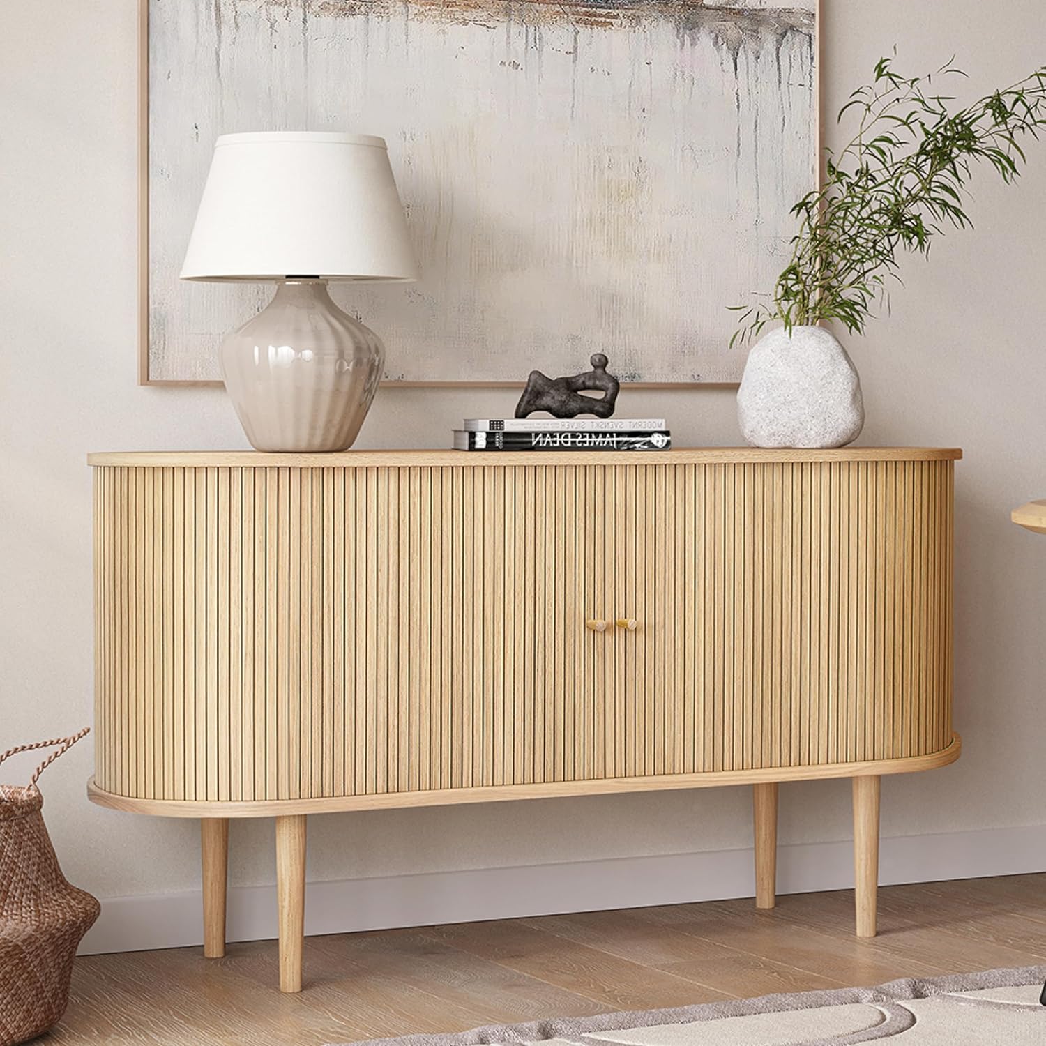 WERMO 55 Inch Sideboard Storage Cabinet with Doors and Shelves