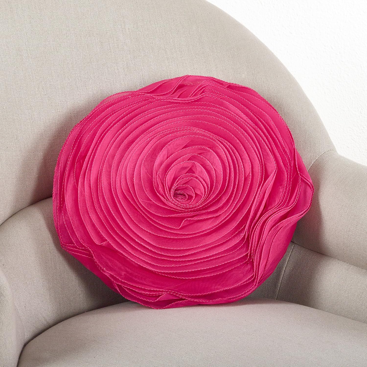 Saro Lifestyle Rose Design Throw Pillow Fuchsia 16 Inch
